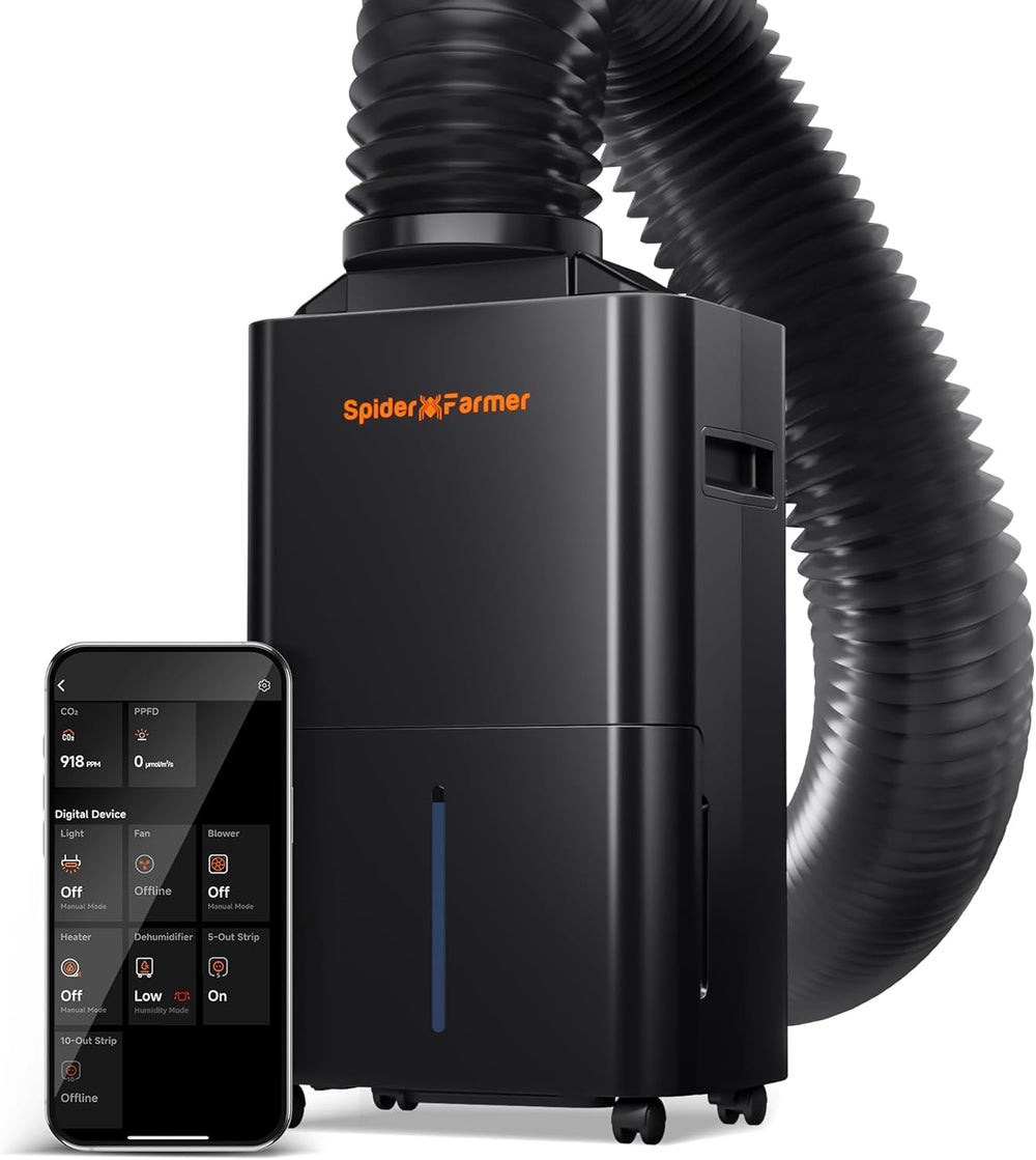 Osuszacz SPIDER FARMER, Osuszacz do roślin 12L z kontrolą wilgotności, Sterowanie aplikacją, Funkcja timera 24-godzinnego do namiotów uprawowych, Elektryczny osuszacz do ogrodów, mieszkań i piwnic