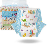 Pieluchy dla dorosłych CutiePlusU, 10 szt., jednorazowe pieluszki w płachcie dla kobiet i mężczyzn, maksymalna chłonność przez noc - kocham lato (średni rozmiar 71-96 cm)