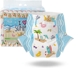 Pieluchy dla dorosłych CutiePlusU, 10 szt., jednorazowe pieluszki w płachcie dla kobiet i mężczyzn, maksymalna chłonność przez noc - kocham lato (średni rozmiar 71-96 cm)