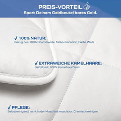 Ekskluzywna kołdra w kolorze camelowym w kolorze białym 135 x 200 cm. Kołdry i kołdry Naty Shop