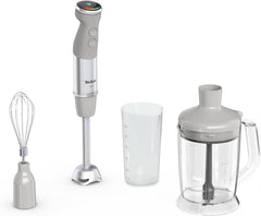 Tefal Quickchef+ 3-w-1 XL Stabmixer/Zerkleinerer/Schneebesen, 1000 W, Intuicyjny Geschwindigkeitsregelung, Turbo-Taste, Powelix-Messer-Technologie, Edelstahl, Grau, HB67MB30 Kitchen Naty Shop