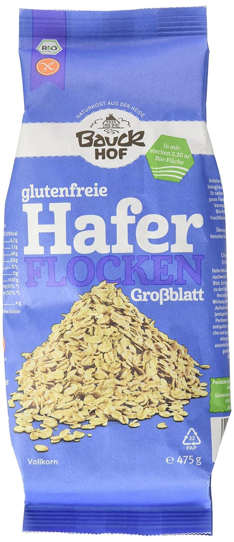 Fulgi de ovăz bio hof, 475 g
