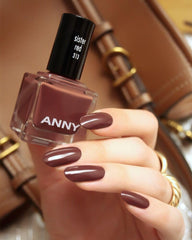 ANNY Nail Polish - Wysokiej jakości, trwały, odporny na odpryski i szybkoschnący kolorowy lakier do paznokci, kolor: siostrzana czerwień - elegancki brąz mokka - 15 ml