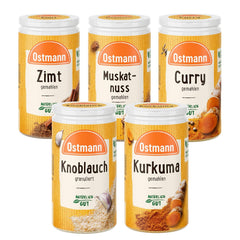 Ostmann Gewürze - gefülltes Gewürzregal mit 21 Gewürzdosen | Ustaw aus Gewurze, Kräuter, Gewürzmischungen | zum Aufhängen | dla Schranktur | Zjada: 1 Stuck