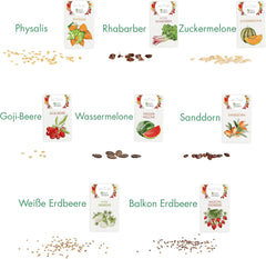 Zestaw nasion owoców: Premium nasiona ogrodowe z 8 odmianami roślin owocowych do ogrodu i na balkon - nasiona arbuza, nasiona truskawek, agrest, rabarbar i nie tylko - zestaw upominkowy nasion owoców od OwnGrown