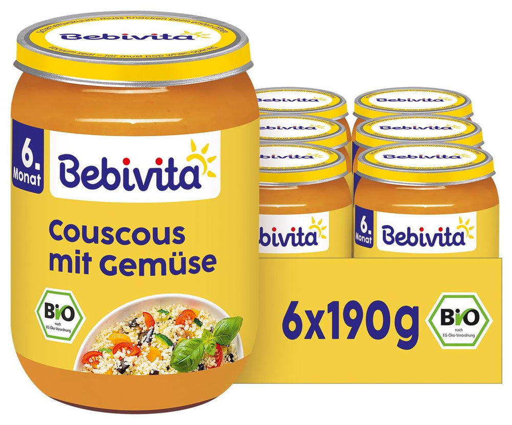 Mese de la 6 luni încolo: Cuscus și legume, 190 g, pachet de 6 (6 x 190 g)