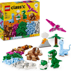 LEGO Classic Kreative Dinosaurier, Bauset mit Modellen und Tierfiguren aus Steinen, fantasievolles Spielerlebnis, Geschenk für Jungen und Mädchen ab 5 Jahren, inklusive T.Rex und Triceratops 11041