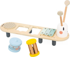 Janod - Șenile muzicale Sweet Cocoon - 5 activități muzicale pentru copii - Educație muzicală timpurie - Jucărie din lemn FSC - De la 12 luni, J04058 Jucarii Bebe Naty Shop