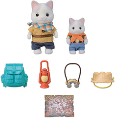Sylvanian Families - 5763 Dwie figurki Adventure Explorer Set Mleczny kot Ojciec Chłopiec Figurka zwierzątka Szczegółowa zabawka dla 3 lat Naty Shop Dolls