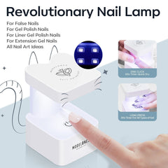 Modelones Kit pentru unghii și gel adeziv 500 buc. Set extensii unghii cu gel adeziv Kit unghii cu gel, adeziv unghii și mini lampă unghii acoperire completă vârfuri unghii presă pe Nail Art Studio Salon DIY