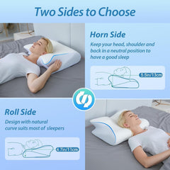 HOMCA Pernă pentru gât Pernă ortopedică Pernă din spumă de memorie 2 în 1 Pernă pentru susținerea gâtului Pernă ergonomică pentru cap Pentru dureri de spate, laterale și abdominale, 60 X 13/11 X 40 cm Perne ortopedice cervicale Naty Shop