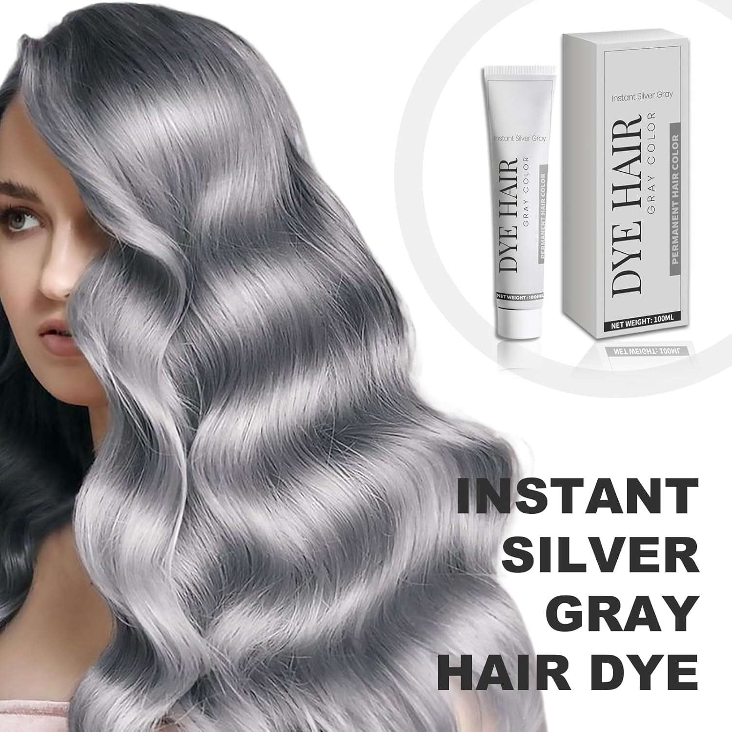 Vopsea de păr Grey Silver Vopsea de păr Silver Grey Vopsea de păr Silver Natural Unisex Vopsea de păr Light Gray Silver Color Cream pentru toate tipurile de păr(100ml) Vopsea pentru par Naty Shop