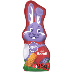 Milka Smiling Bunny Biscoff – delikatny zajączek wielkanocny z czekoladą i kawałkami ciastek Lotus Biscoff – 95g