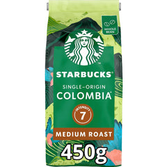 STARBUCKS Cafea Columbia de origine unică, prăjire medie, boabe întregi 450g (pachet de 4)