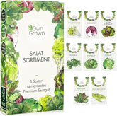 Semințe de salată: Set de 8 soiuri de semințe de salată pentru grădină și balcon – Semințe de salată, frunze de muștar, semințe de salată de miel (Hardy), radicchio, semințe de andive, cicoare – Semințe de legume pentru salată de la OwnGrown
