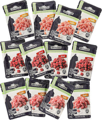 Dehner Premium Katzenfutter Sensitive Multipack, Nassfutter, für ernährungssensible Katzen, je 4 x Huhn / Rind / Pute, 12 x 100 g Beutel (1.2 kg)