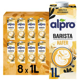 Alpro Barista Haferdrink – Zum Aufschäumen – Vegan und milchfrei – Von Natur aus lactosefrei – Rich an Ballaststoffen, Calcium und Vitaminen – 8 x 1 L – Haltbar