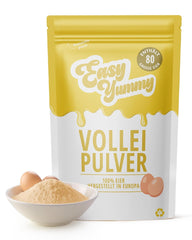 EASY YUMMY - Vollei-Eipulver (1000g = 80 Eier) z Regionalen Niederländischen Freiland-Eiern | mit 1-Ei-Messlöffel | Wiederverschließbarer Beutel, lange Haltbarkeit | Rührei, Kochen, Backen | 100% nich