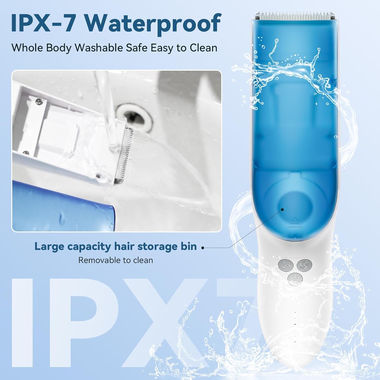 CARER SPARK mașină de tuns păr pentru copii, mașină de tuns păr fără zgomot cu adsorbție în vid pentru copii IPX7 reîncărcabilă cu 2 piepteni de ghidare mașină de tuns profesională sigură Copii - Baie si Skincare Naty Shop