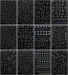 Jmeowio Nagelsticker Aurora Geometrisch 12 Blatt Nail Art Sticker Selbstklebend Nagelaufkleber Bunt Dekoration Nageldesign Zubehör