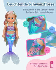 BABY Born Mermaid - Păpușă înaltă de 43 cm - Păr de înaltă calitate cu șuvițe colorate - Aripioară luminoasă - Funcționează cu baterii - Potrivit pentru copii de la 3 ani în sus, verde Papusi Naty Shop