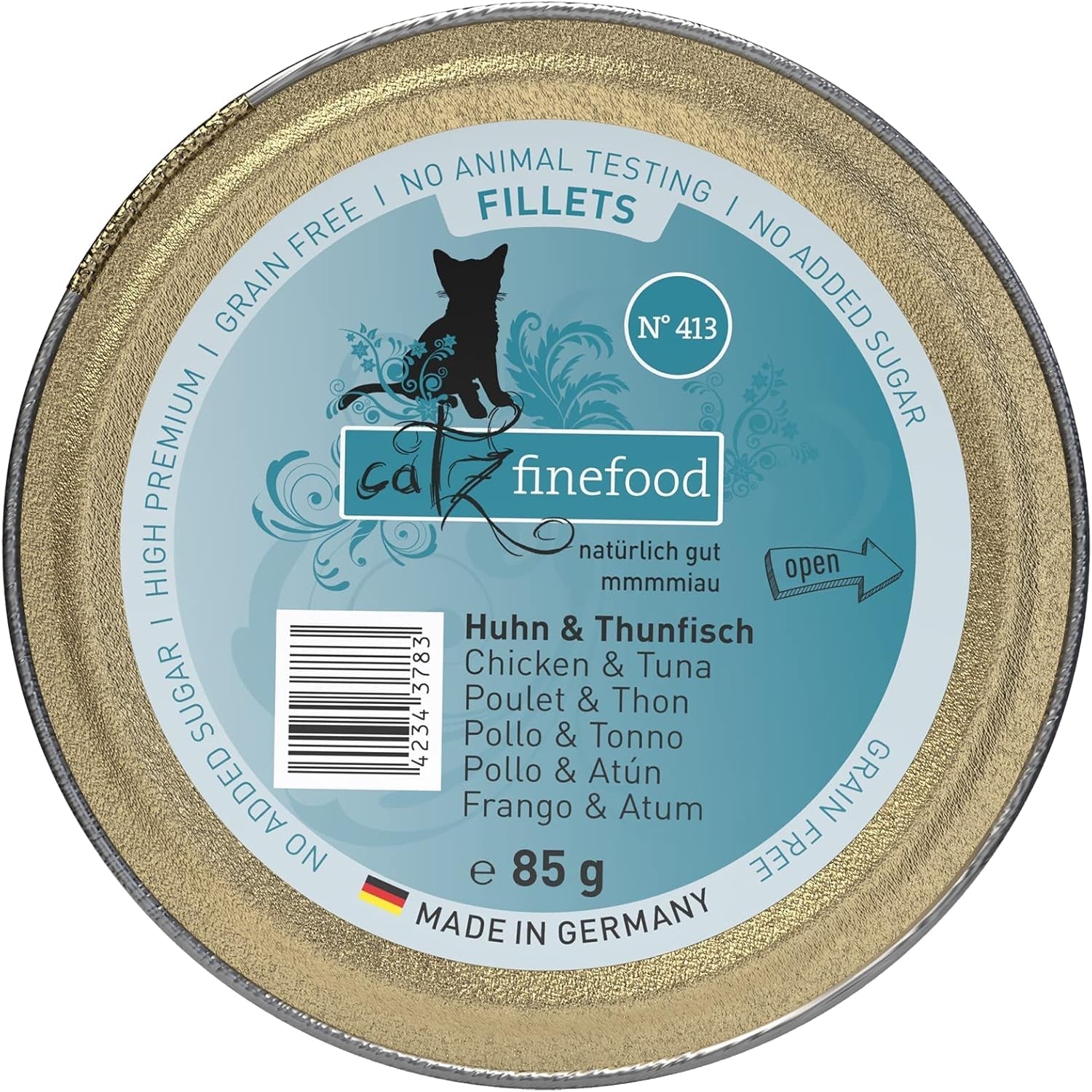 Catz Finefood Hrană umedă pentru pisici Fine Fillets nr. 403 Pui în jeleu - Hrană umedă fără cereale pentru pisica dvs. fără zahăr - Hrană umedă pentru pisici de la Feinste în jeleu, 85 G (pachet de 12)