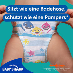 Pampers Splashers Baby Shark Edycja limitowana Jednorazowe pieluchy do pływania 4-5, 11, 9kg-15kg, zapewniające bezpieczną ochronę w wodzie