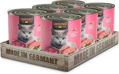LEONARDO Nassfutter für Katzen, Geflügel pur, 6X 800g Dose, Katzenfutter getreidefrei, Alleinfutter, Made in Germany