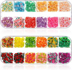 1000 Stk Nagel Obst Scheiben, Nagelkunst Fruchtscheiben Charms Cute Obst-Blumen Charms Mixed Set Mini 3D Obstscheibe Nail Art Zum Nagelkunst Handy Deko DIY Schleimbasteln Ornament Scrapbooking