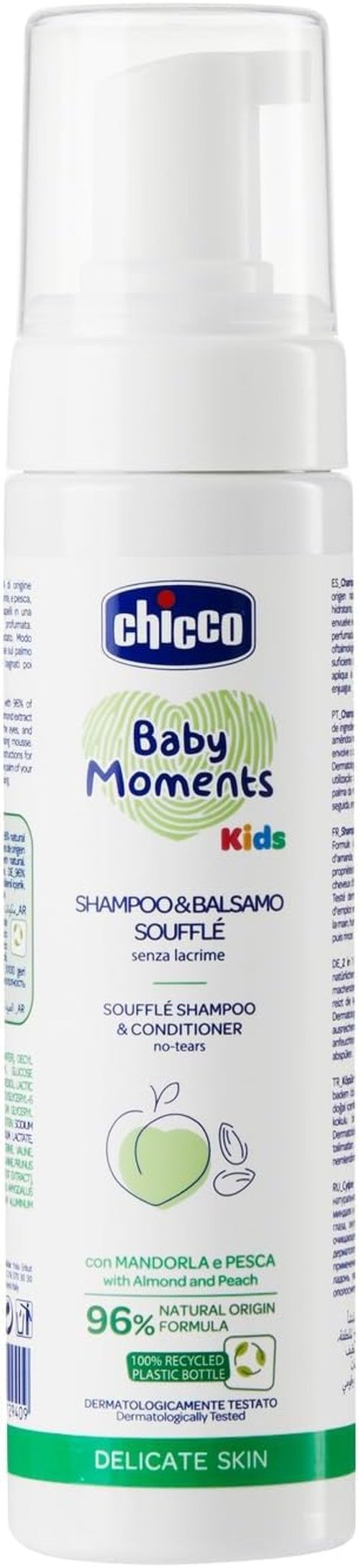 Chicco KIDS - DELICATE SKIN - 2 IN 1 MOUSSE: ȘAMPON ȘI CONDITIONER, 150 ml Copii - Baie si Skincare Naty Shop Titlu implicit