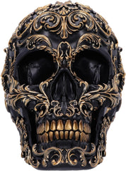 Craniu renascentist, 19 cm, rășină, negru și auriu, model baroc auriu, ornament craniu negru, decor gotic, turnat din cea mai fină rășină sintetică, pictat manual de experți Statuete si sculpturi Naty Shop