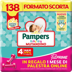 Pampers Baby Dry Pants i pieluszki Fit Prime Maxi, rozmiar 138, rozmiar 4 (8-15 kg), 1 miesiąc bezpłatnie online na siłowni