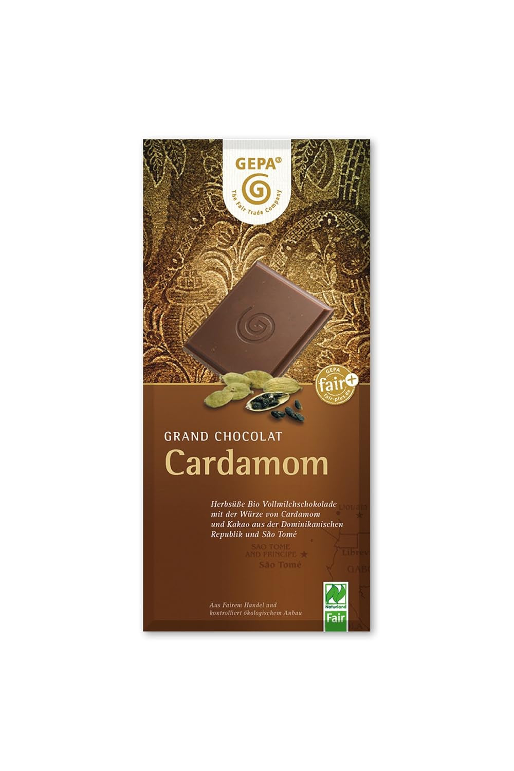 Organiczny kardamon, 38% kakao, opakowanie 100 g