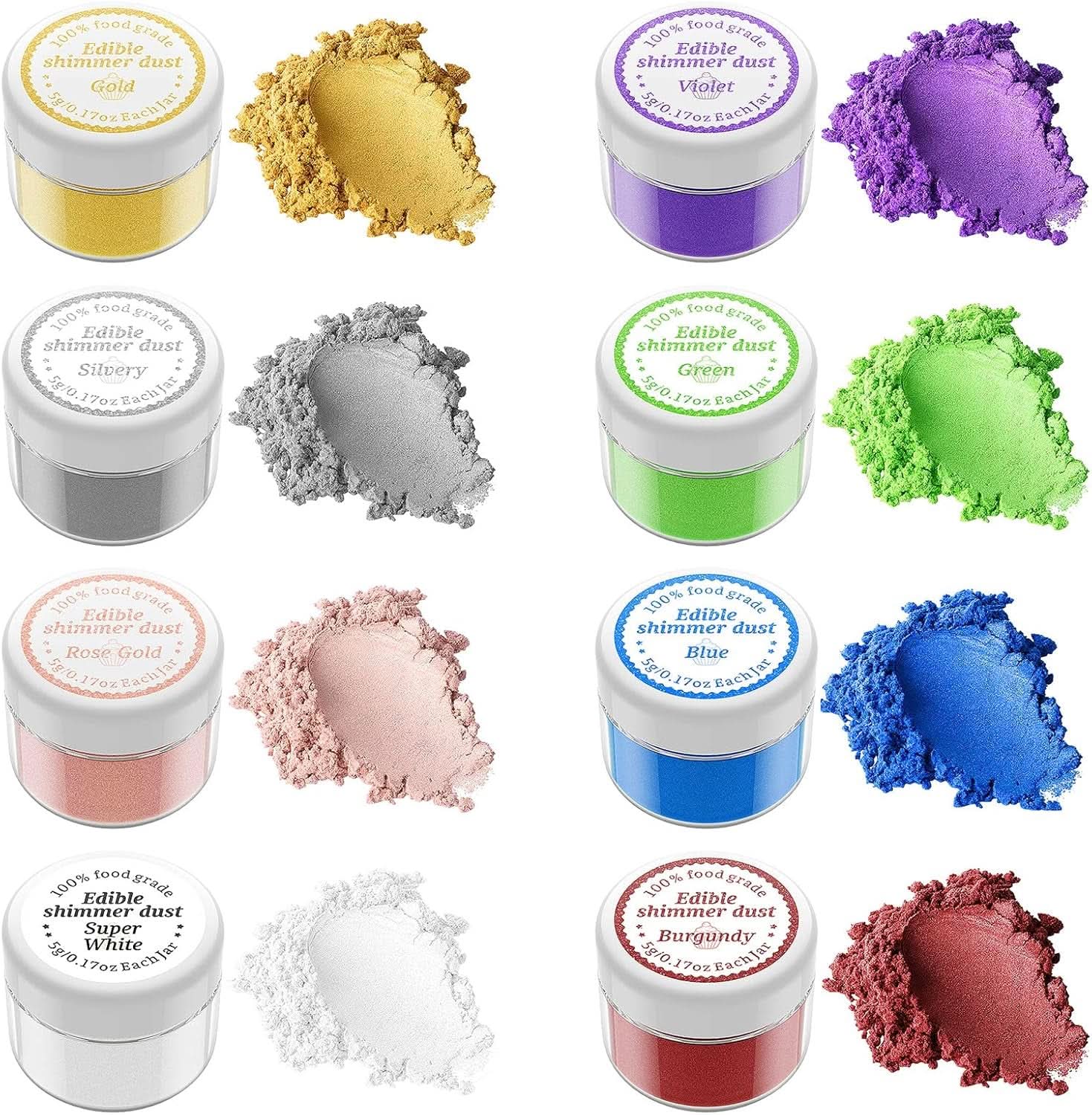 Glitter comestibil, diverse nuante, 5 grame Naty Shop Set 8 culori