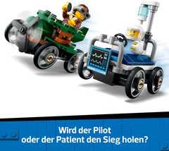 LEGO City Flugzeug vs. Krankenhausbett Rennwagen Set - Seifenkisten Spielzeug für Jungen und Mädchen ab 5 Jahren - Bauset mit 2 Minifiguren - Geschenk zum Geburtstag & für die Feiertage 60459