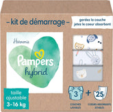 Pampers - Hybrydowy zestaw startowy Harmony, 3 zmywalne pieluszki + 25 jednorazowych warstw wierzchnich - 1 opakowanie