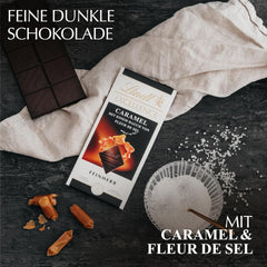 Lindt EXCELLENCE Karmel i sól morska - Ciemna czekolada | Batonik 100g | Z Karmelem i Solą Morską (Fleur de Sel) | Intensywny smak kakaowy | Czekolada ciemna