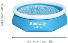 Piscină supraterană Bestway Fast Set fără pompă, Ø 244 x 61 cm, albastră, rotundă, 57448, 244 x 61 cm fără accesorii