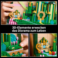 LEGO Wicked Emerald City Wandkunst - 3D Modell für Erwachsene - Modellbau mit 6 Minifiguren inkl. Dorothy sowie Toto Hundefigur - DIY Deko fürs Wohnzimmer - Geschenk für Filmfans - 75685