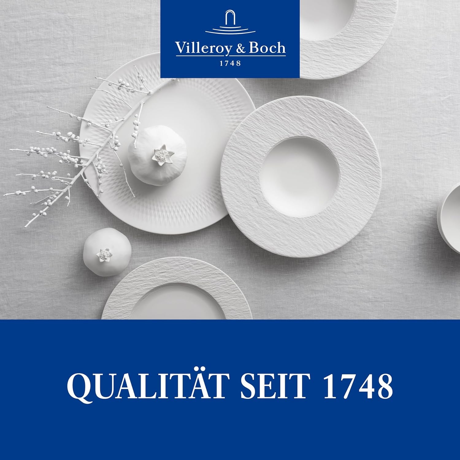 Villeroy & Boch – Manufacture Rock Blanc Geschirrset 6 Teilig Weiß, Spülmaschinenfest, Mikrowellensicher, Geschirr Modern, Starter Set, Speiseteller, Pastateller, Müslischalen, Premium Porzellan Seturi vesela masa Naty Shop