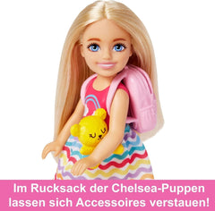 Zabawka Barbie Chelsea Lalka i akcesoria Zestaw podróżny dla psa 6 elementów, w tym stojak dla psa HJY17 Naty Shop Dolls