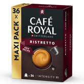 Café Royal Ristretto – Nespresso®-kompatible Kaffeekapseln, 100 % Arabica, intensiv, dunkle Röstung, Intensität 11/12, Rainforest Alliance, 36 Kapseln