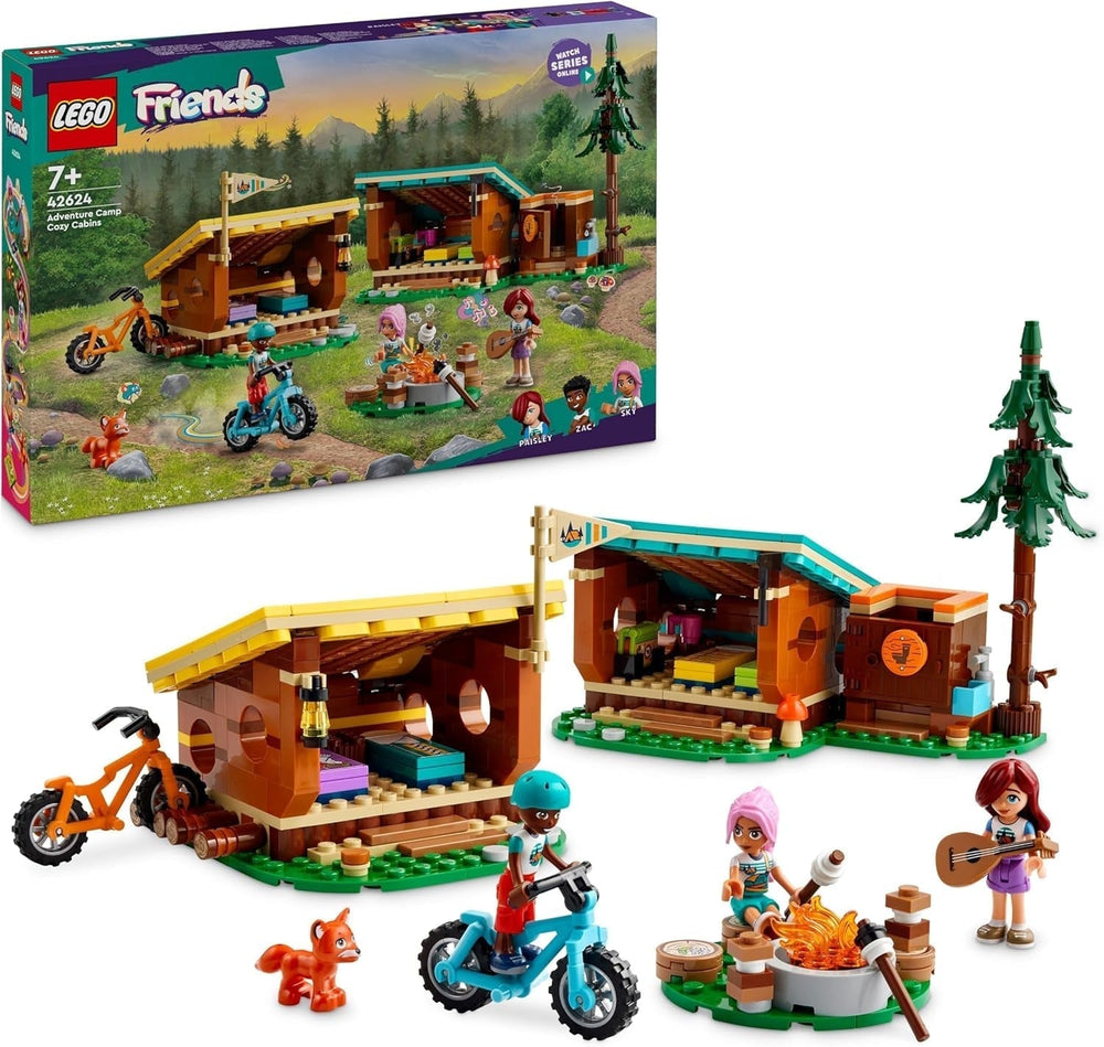 LEGO Friends Przytulne chatki na obozie przygodowym, zestaw do odgrywania ról na świeżym powietrzu, zabawka dla dziewcząt i chłopców w wieku 7 lat z 3 figurkami i lisem, zabawka kempingowa 42624 zestawy do budowania Besuche den LEGO-Store Default Title