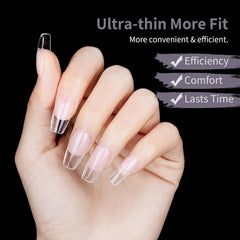 Unghii false scurte, model balerină, 500 bucăți, pentru lipire, 12 dimensiuni, unghii artificiale, scurte, cu gel moale, acoperire completă, vârfuri de unghii pentru unghii cu gel, scurte, S