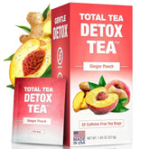 Total Tea Zero Cofeină Ceai Detox - Complet natural - Ceai din plante pentru curățare delicată, susține regenerarea ficatului, detoxifierea organismului, cura de detoxifiere - 25 pliculețe de ceai Ghimbir-piersică