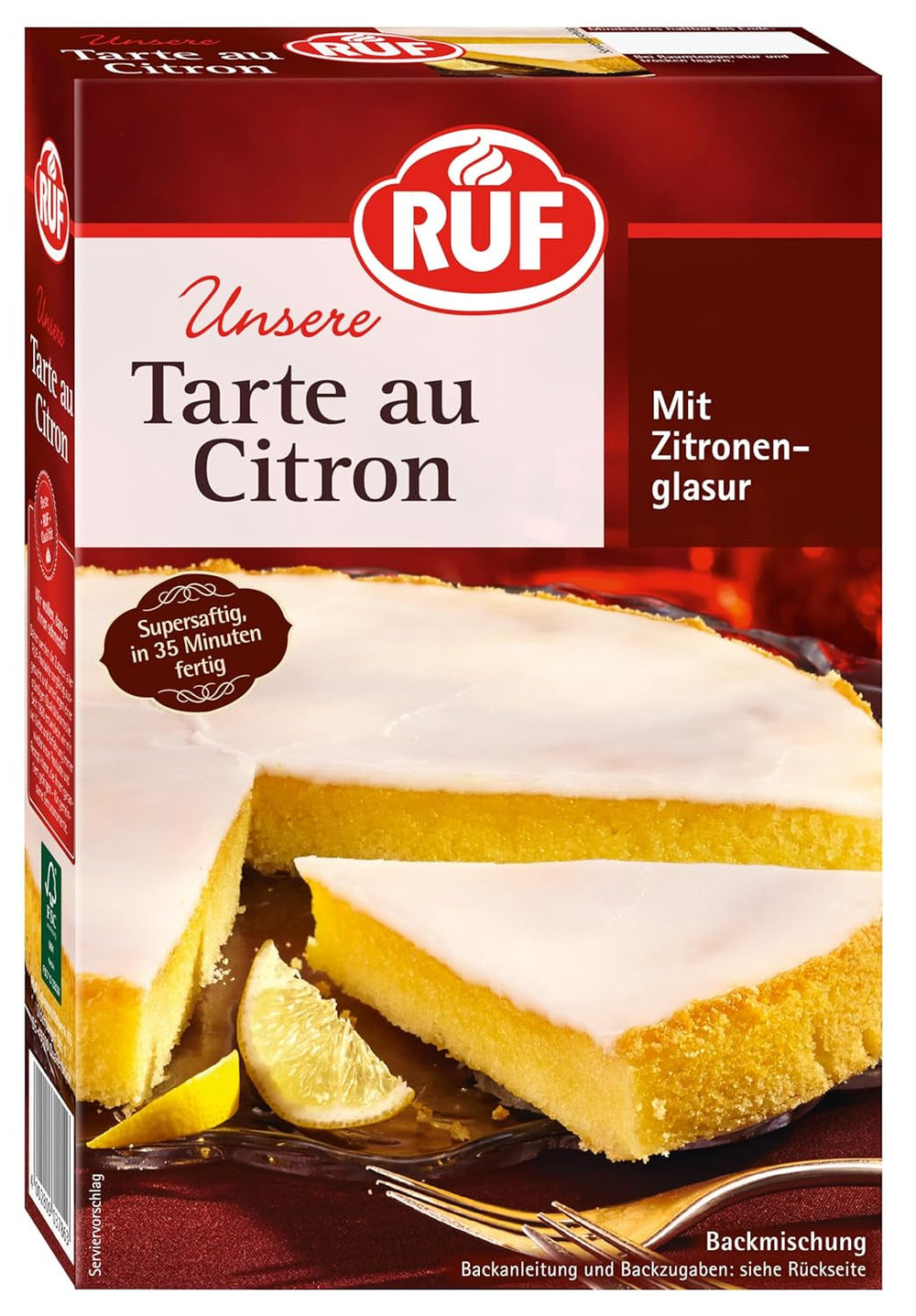 RUF Tarte Au Citron, Backmischung Für Einen Schnellen Zitronen-Kuchen Französische Art, Mit Fruchtiger Zitronen-Glasur Naty Shop Citron 380 G (opakowanie 1Er)