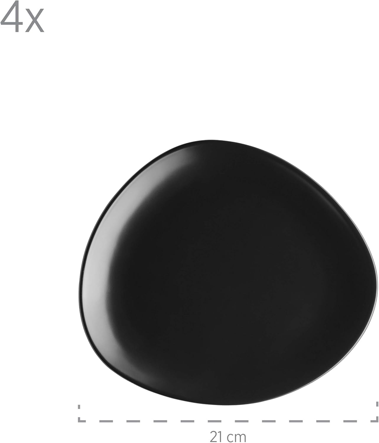 MÄSER 931730 Serie Glendale, Geschirr Set Für 4 Personen in Moderner Asymmetrischer Nierenform, 16-Teiliges Kombiservice in Seidenmattem Schwarz, Steinzeug Seturi vesela masa Naty Shop