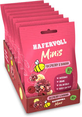 HAFERVOLL Minis Rzepak i Banan 8x 65g - Certyfikowane organiczne, z miodem, bez dodatku cukru, idealne do dzielenia się