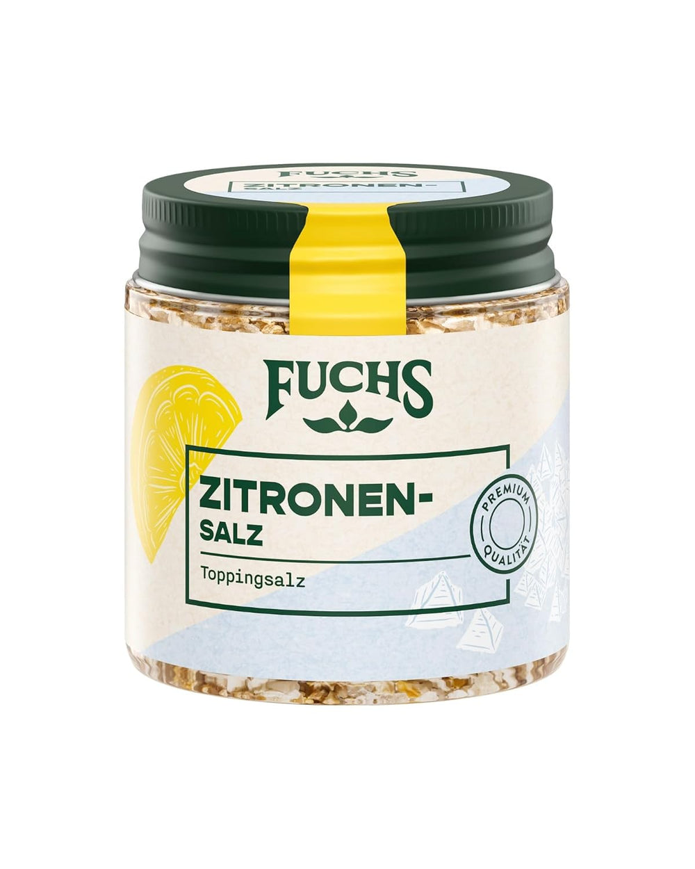 Fuchs Gewürze - Citronensalz | Toppingsalz z Pyramidenflocken i Zitrone | Chrupiące Verfeinerung für Fisch und Gemüse | Sól cytrynowa w jakości Premium | 60 g im wiederverschließbaren Gewürzglas