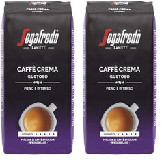 Segafredo Zanetti Caffè Crema Gustoso - Boab întreg (Pachet de 1 kg) - Potrivit pentru Caffè Crema - Boabe de cafea prăjite lungi și închise la culoare, aromă plină și intensă (Pachet de 2)